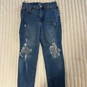 Old Navy Blue Distressed Straight Jeans